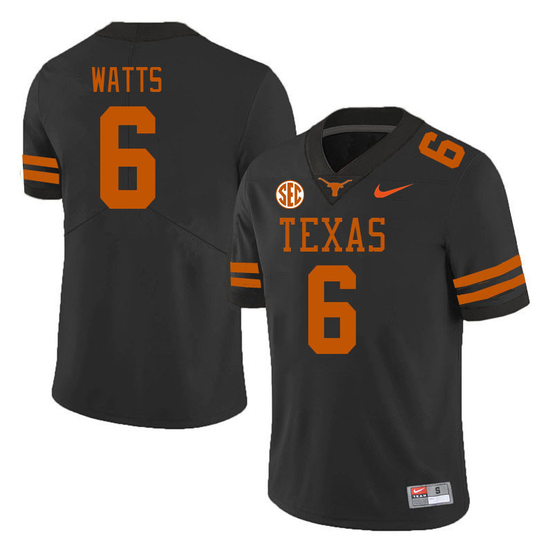 Texas Longhorns #6 Ryan Watts SEC Conference College Football Jerseys Stitched Sale-Black